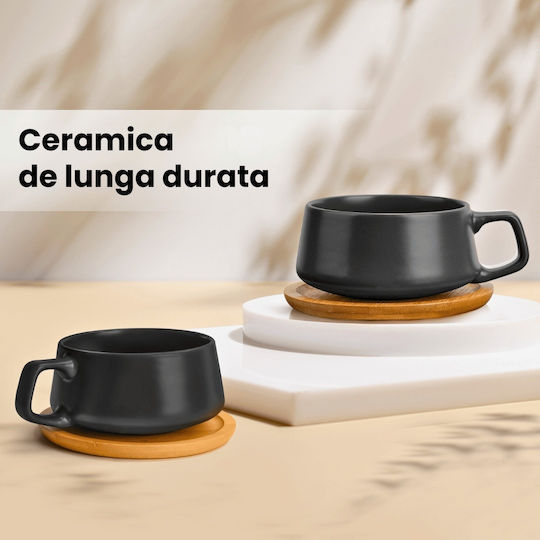 Miamio Set Tassen Cappuccino Bamboo Schwarz 320ml 4Stück