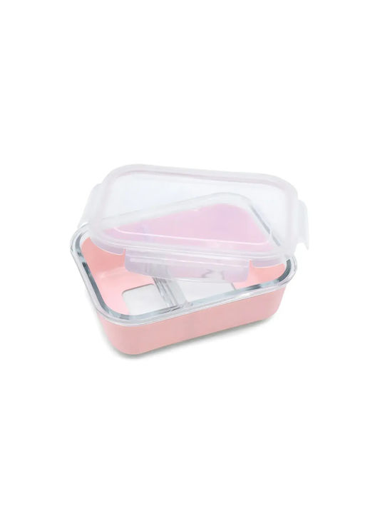 Melii Lunchbox Glas Rosa Geeignet für die Mikrowelle 740ml 1Stück