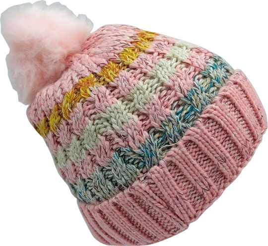 Beanie Γυναικείος Σκούφος Πλεκτός σε Ροζ χρώμα
