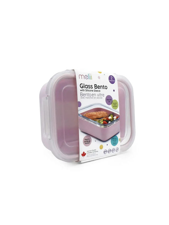 Melii Lunchbox Glas Rosa Geeignet für die Mikrowelle 740ml 1Stück