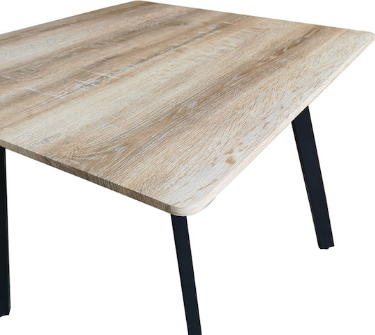 Squaro Square Table Kitchen Wooden with Metal Frame Black 80x80x75cm