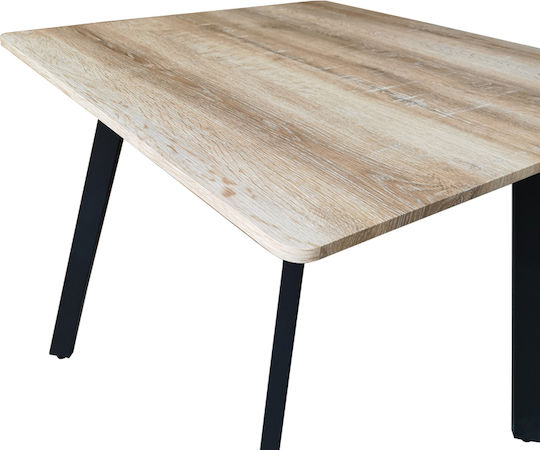 Squaro Square Table Kitchen Wooden with Metal Frame Black 80x80x75cm