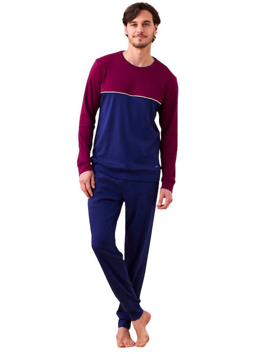 Noidinotte Men's Winter Pajamas Set Bordeaux-marine
