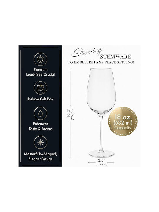Elixir Set de pahare pentru Vin Alb din Cristal 530ml 4buc
