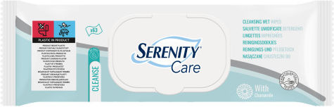 Serenity Cleanse Μαντηλάκια για τα Χέρια , το Πρόσωπο & το Σώμα Κατάκλισης / Ασθενών 63τμχ
