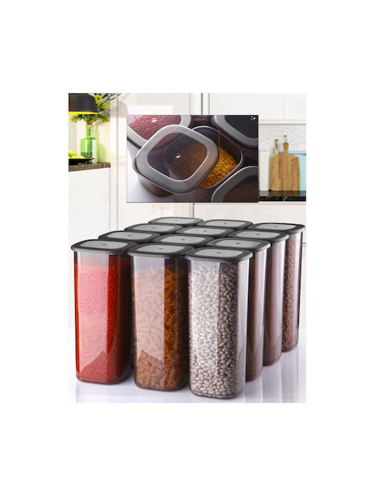 Caseta Pentru Paste Zahăr Cereale Cu Capac Plastic Gri 1750ml 1 Bucată