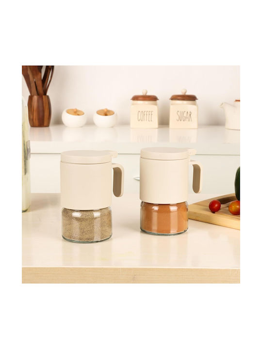 Belle Vous Set 2 Bucăți Vaze Pentru Zahăr / Ceai / Cafea Cu Capac Din Sticlă Transparent 350ml 2 Bucăți