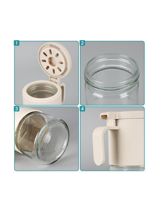 Belle Vous Set 2 Bucăți Vaze Pentru Zahăr / Ceai / Cafea Cu Capac Din Sticlă Transparent 350ml 2 Bucăți