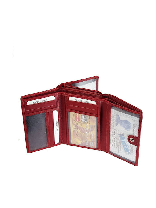 Small Leather Women's Wallet Classic with RFID Red