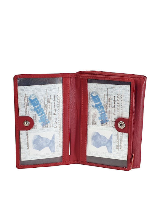 Small Leather Women's Wallet Classic with RFID Red