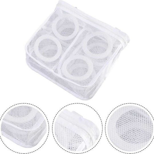 Set 5 Small Size Bags Washing Drying Shoes Clothes Polyester 28 X 27 Cm White