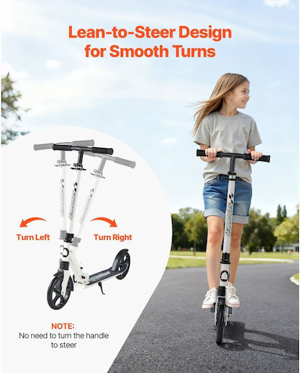 Vevor Kids Foldable 2-Wheel Scooter for 8+ Years White