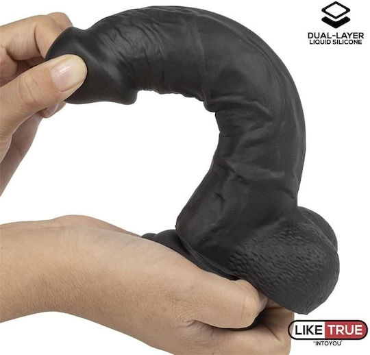 IntoYou Dildo Realistic Cu Scrotum și Ventuză Negru 20cm
