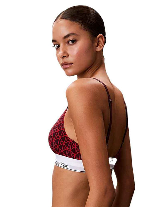 Σουτιέν Calvin Klein Lightly Lined Triangle Bralette Icon Cotton Modal Κόκκινο Μπορντό