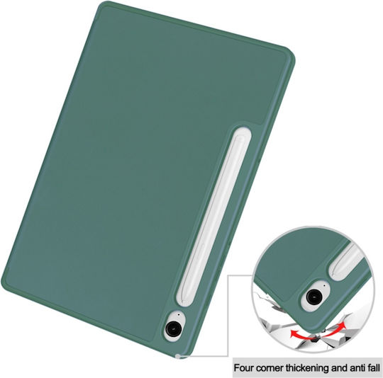 Tablet Case Samsung Galaxy Tab S9 Fe S10 Fe Pencil Holder Sleep Wake Function Flex Trifold Set Sticker Dark Green