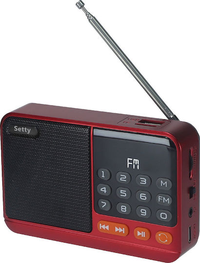 Setty SFM-01M Ραδιοφωνάκι με Bluetooth και USB Κόκκινο