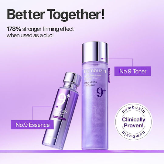 Numbuzin No9+ NAD + PDRN Glow Facial Toning Liquid with Ceramides Niacinamide & Peptides 150ml