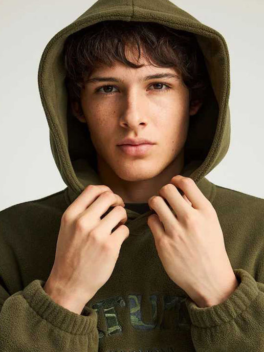 Sweatshirt with Hood Dusty Olive Green