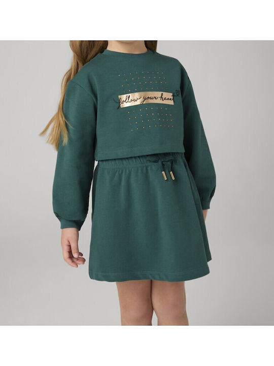 Mädchenkleid Mädchenkleider Langärmeliges Set aus 2 mit Deckel Grün