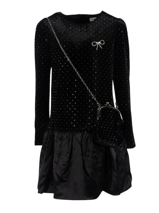 Children's Dress Long Sleeve with Sequins Black