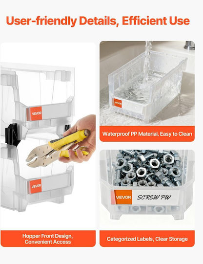 Vevor Plastic Tool Bin Organiser W37.7xD21.5xH18cm