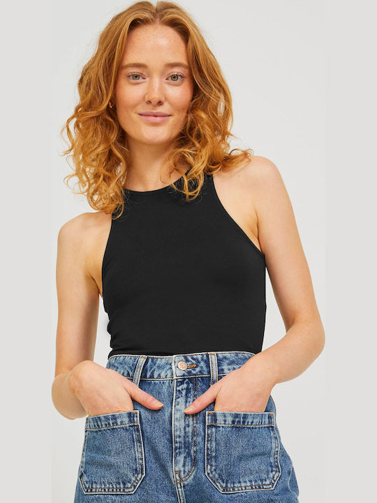 Sleeveless String Bodysuit Slim Fit Black