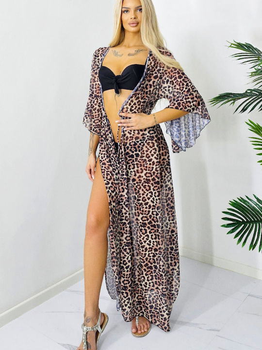 Feminin Caftan de Plajă Leopard Print