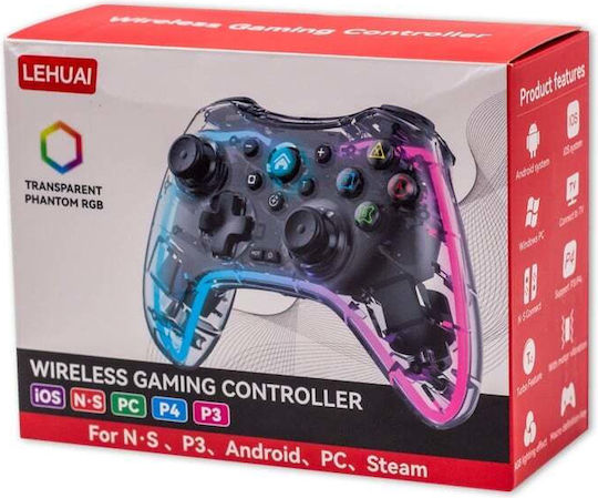 LEHUAI Безжичен Геймпад за Android PC PS3 PS4 Switch iOS Прозрачен