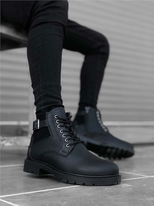 Leder Schwarz Herrenstiefel