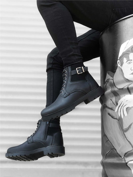 Leder Schwarz Herrenstiefel