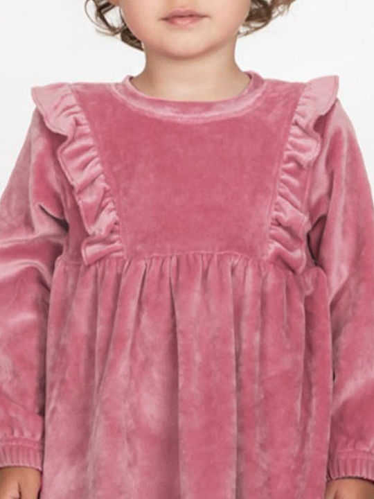 Children's Dress Long Sleeve Velvet Pink