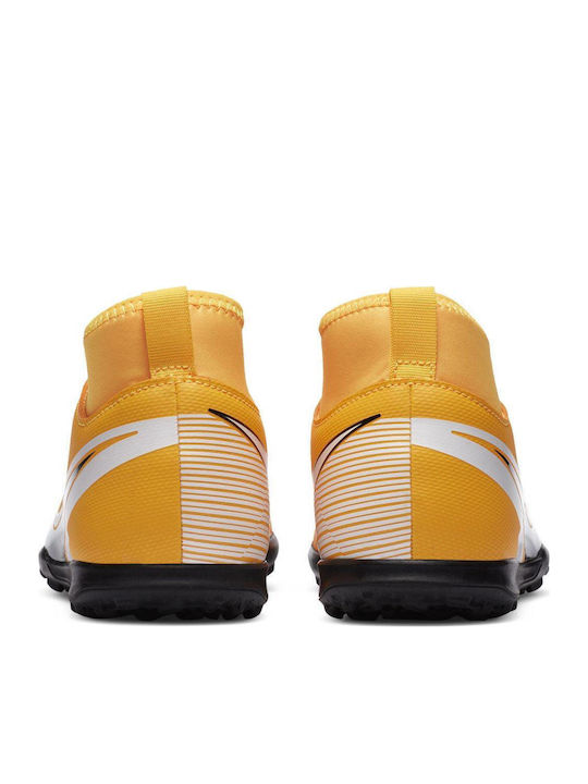 Superfly 7 Club TF Kids Turf Soccer Shoes with Sock Yellow