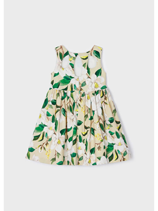 Kinderkleid Ärmellos Blumen Beige