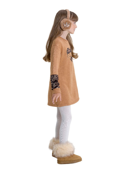 Kinderkleid Langärmelig Gestrickt Braune