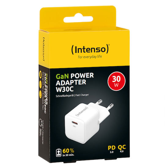 Intenso Charger Without Cable GaN with USB-C Port 30W Whites (W30C)