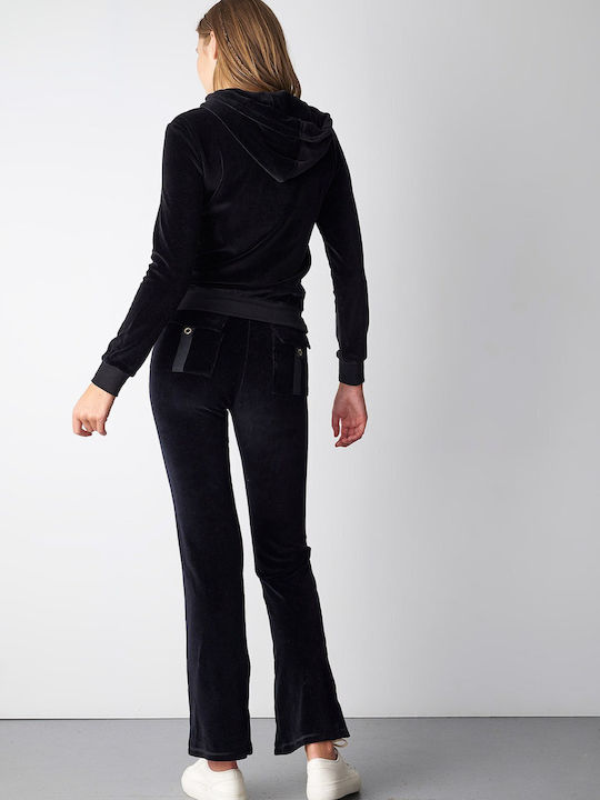 Sweatpants Flared Velvet Black
