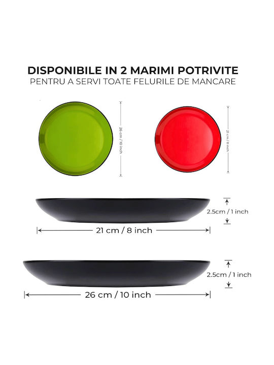 Miamio Le Papillon Collection Plate Shallow Ceramic Multicolour with Diameter 21cm 6pcs