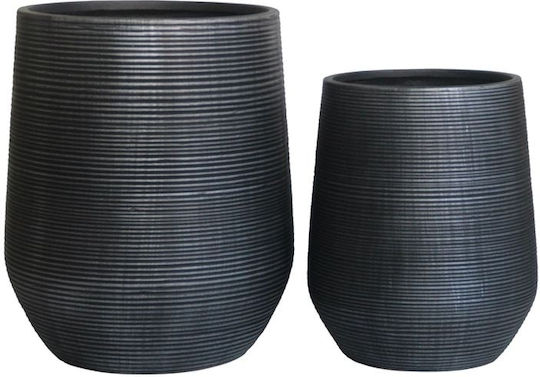 Woodwell Flower Σετ 2 Γλάστρες Πλαστικές Anthracite