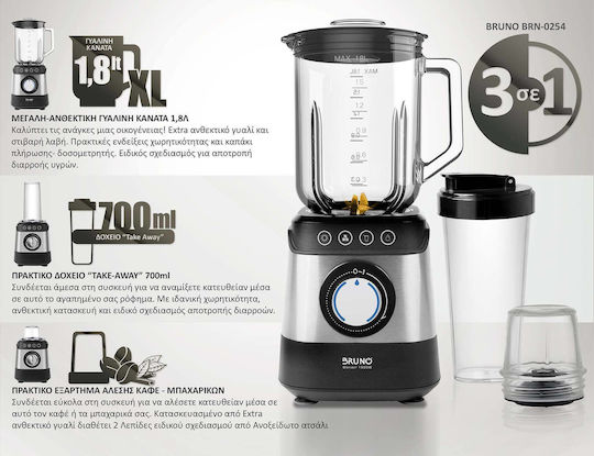 Bruno Mixer mit Glas Kanäta 1,8 l 1500W Inox BRN-0254