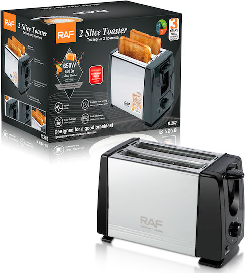 Raf Prăjitor de pâine 2 sloturi 650W Negru