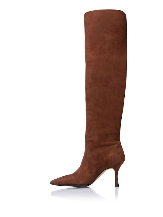Damenstiefel Über dem Knie Braun