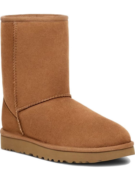Suede Snow Boots with Fur Classic Short II Chestnut