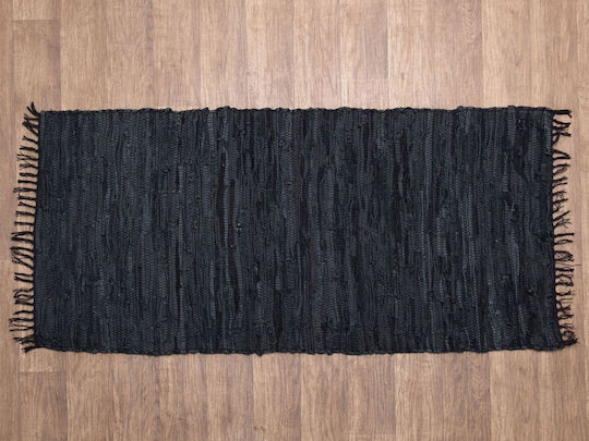 Viopros Teppich Teppich Kamin Rechteckig Leder mit Fransen 4 Black