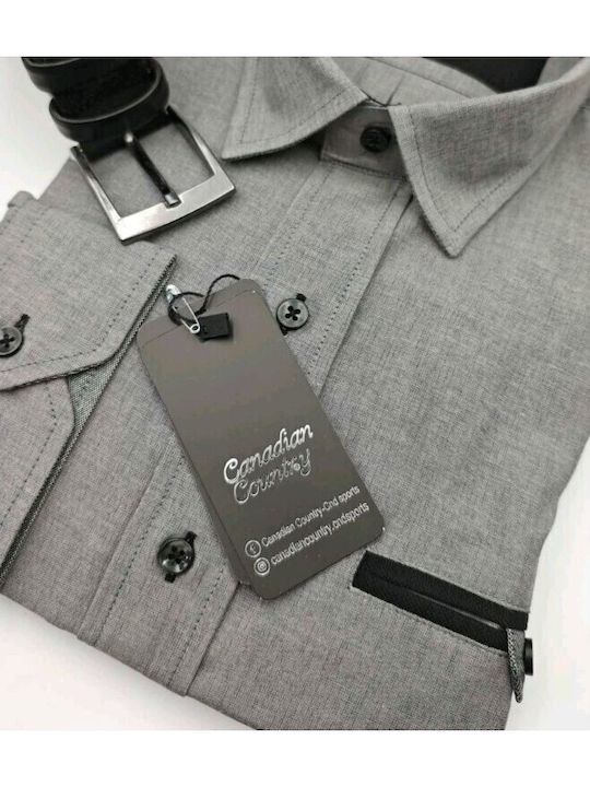 Μακρυμάνικo Πουκάμισο σε Κανονική Γραμμή Grey