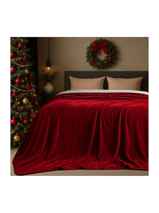 Astron Italy Κουβέρτα Βελουτέ Μονή 150x220εκ. Redwine