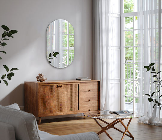 Tulup Frame Καθρέπτης Τοίχου Οβάλ με Μεταλλικό Πλαίσιο 80x46cm
