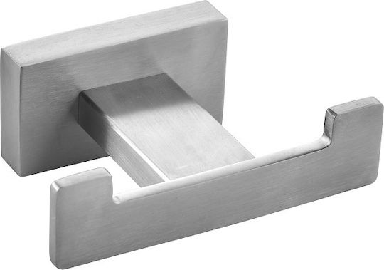 Bronze Art Double Wall-Mounted Bathroom Hook ​13x15cm Inox Silver