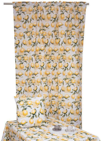 Viopros Curtain with Pencil Pleat Lemon Yellow 140x270cm