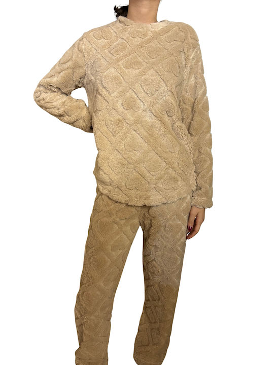 Galaxy Winter Women's Pyjama Set Beige