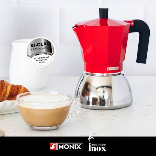 Monix Μπρίκι Espresso Inox Κόκκινο
